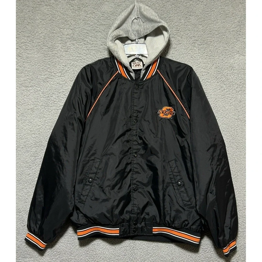 Oklahoma State Cowboys Hooded Jacket Mens‎ L Red Oak Vintage